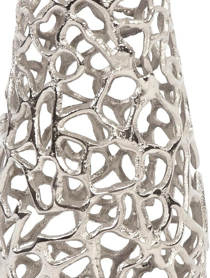 Howard Elliott Large Silver Aluminum Branch Vase with Padded Bottom, Modern Accent Abstract Decorative Centerpiece Flower Vase with Intertwined Design for Weddings & Decoration, 5.3 x 5.3 x 17.5 Inch