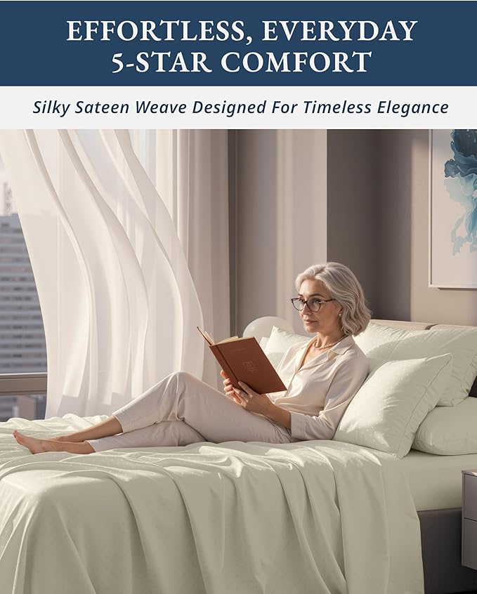 LANE LINEN 100% Egyptian Cotton Sheets Twin XL, Soft & Comfy Thick Fully Elasticized Mercerized Sheet Set Cotton, No Pill Fade Resistant Elegant Jaquard Twin Bedding - Swiss Dot Ivory