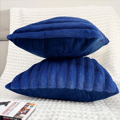 2 Pack 16x16 Pillow Cover Velvet Pillow Covers, Faux Fur Square Throw Pillow Covers for Living Room Decorations Throw Pillow Case, Throw Pillow Cover Cushion Cover for Home Sofa Bedroom Car, Navy Blue