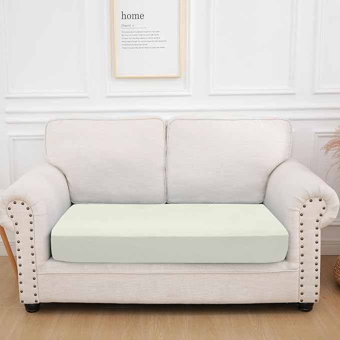 hyha Waterproof Couch Cushion Covers, Stretch Sofa Couch Seat Slipcover for Dog Washable, Non-Slip Waterproof Outdoor Cushion Covers for Patio Furniture Replacement (1 Piece for Medium, Beige)