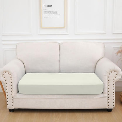 hyha Waterproof Couch Cushion Covers, Stretch Sofa Couch Seat Slipcover for Dog Washable, Non-Slip Waterproof Outdoor Cushion Covers for Patio Furniture Replacement (1 Piece for Medium, Beige)