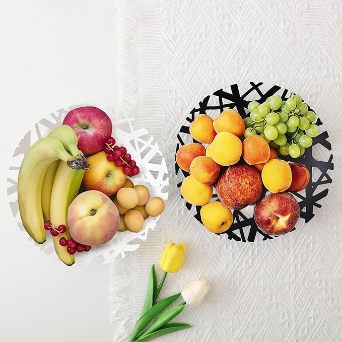 IBWell Fruit Bowl, Integrated High end Modern Home Creative Fruit Basket for Counters, Kitchen, Countertop, Home Decor(Black)
