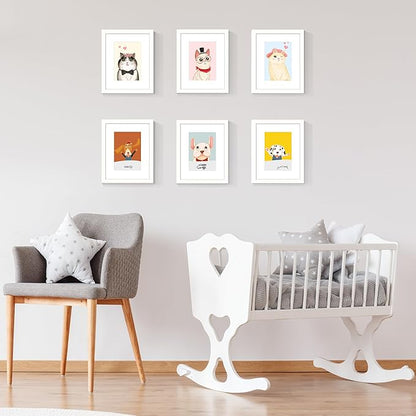 upsimples 8x10 Picture Frame Set of 5, Display Pictures 5x7 with Mat or 8 x 10 Without, Wall Gallery Photo Frames, White