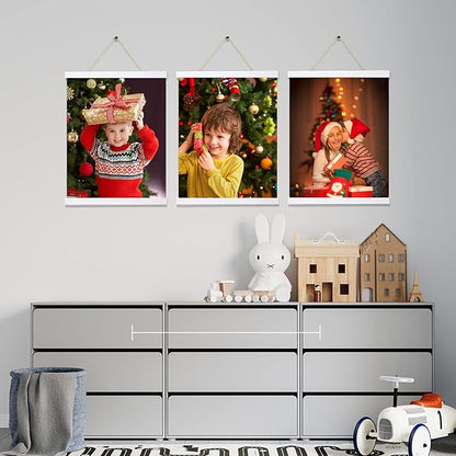 3 Pack Magnetic Poster Hanger Frame 12 Inch White, 12x18 12x16 12x24 Poster Frame Wood Magnet Frames Hangers for Photos, Pictures, Prints, Maps, Canvas Artwork,Diamond Art Painting