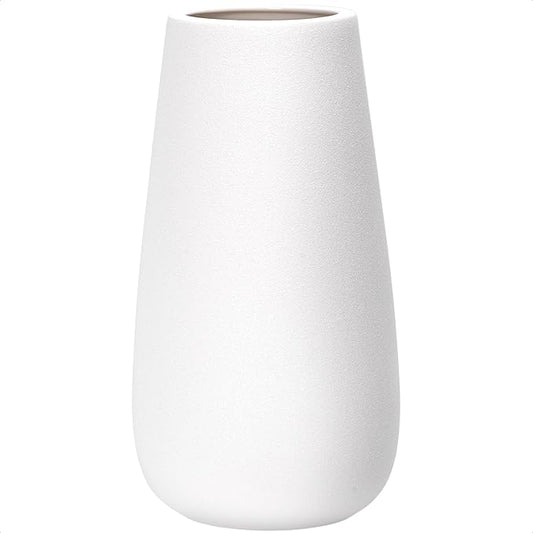 D'vine Dev 12 Inch Ivory Elegant Oval Ceramic Vase for Flowers, Home Décor Vase with Design Box, VS-LD-C-2