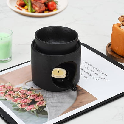 Black Wax Burner, Ceramic Tealight Warmer, Scented Oil Diffuser, Black Ceramic Tea Light Candle Holder