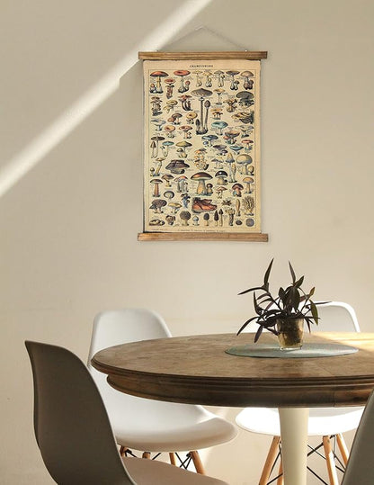 ABoby Vintage Hanging Posters, Decorative Mushroom Wall Art Prints, Printed on Linen with Wood Frames, Ready to Hang