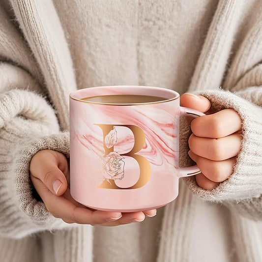 Valentines Day Gifts for Her, Anniversary Birthday Galentines Gifts for Women Mom Grandma Friend Sister Wife Teacher Coworker, Personalized Initial Customized Gift Monogrammed A-Z Coffee Mug 12 OZ(B)