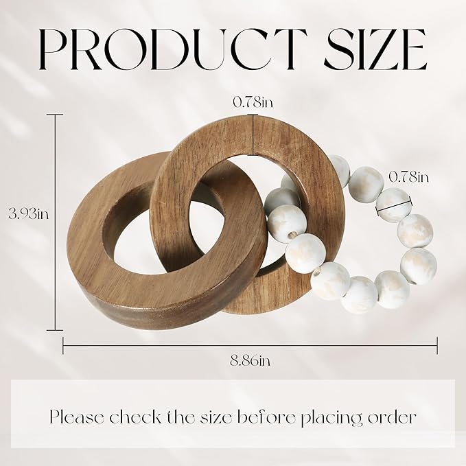 Oakrain Wood Chain Link Decor, Handmade Carved Knot Decor, Minimalist Home Décor Accents, Shelf Coffee Table Decor, Natural Boho Farmhouse Rustic Home Decor, Best Housewarming Gifts (8.86 inch)
