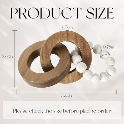 Oakrain Wood Chain Link Decor, Handmade Carved Knot Decor, Minimalist Home Décor Accents, Shelf Coffee Table Decor, Natural Boho Farmhouse Rustic Home Decor, Best Housewarming Gifts (8.86 inch)