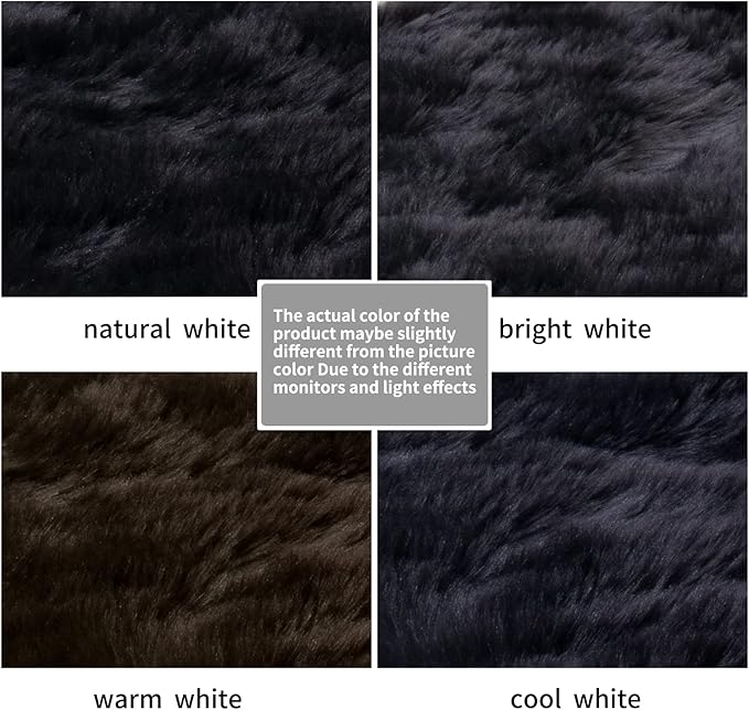SERISSA Ultra Soft Faux Fur Area Rug Black Fluffy Rug Plush Chair Cover Seat Pad Fuzzy Carpet Furry Beside Rugs for Bedroom Floor Sofa Living Room 2x4 Feet (Rectangular,Black)