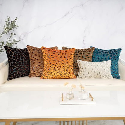 Alerfa Black Floral Throw Pillow Cover 18 x 18 Inch Cut Velvet Sqaure Luxury Decorative Pillow Cover for Couch Living Room Bedroom