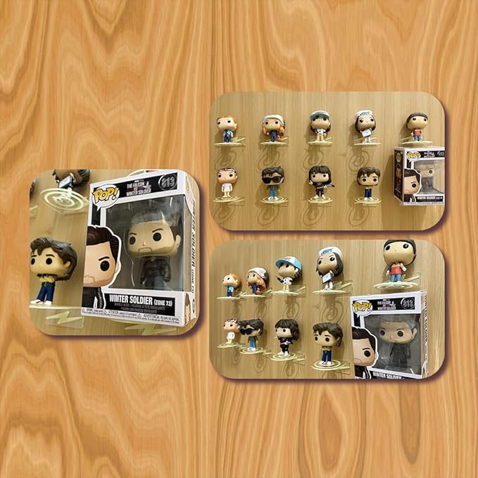 YODAR 10 Pack Small Clear Acrylic Floating Shelves for Funko Pop Figures, Wall Mounted mini Hanging Display Shelf for Storage & Decor, Adhesive Invisible Ledge Organizer，Shining at Night