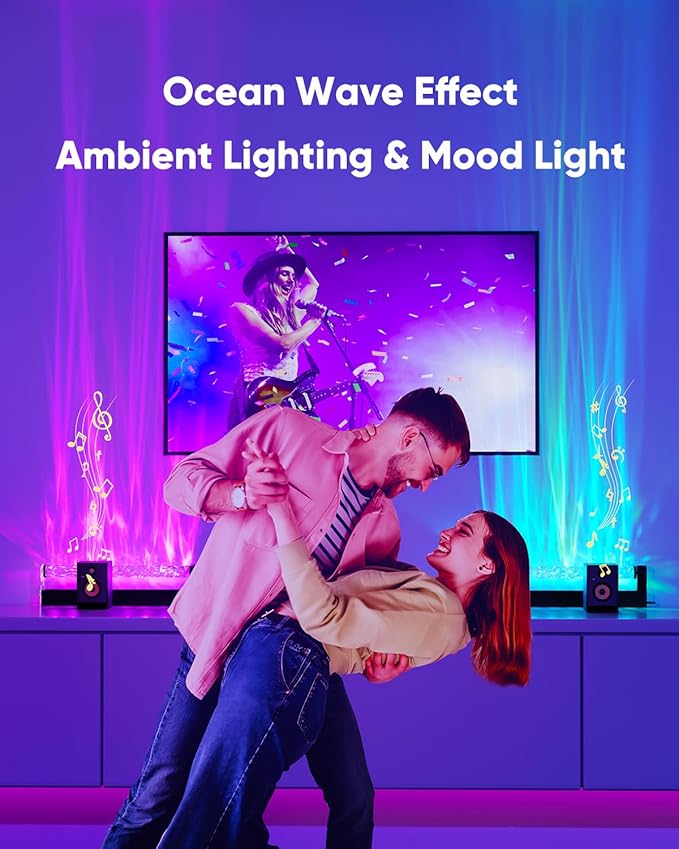 RGB LED Light Bar for Bedroom, Ambient Lighting for Wall, Mood Lighting for Living Room, Gaming Room Decor, Ocean Wave Lamp, Remote Control