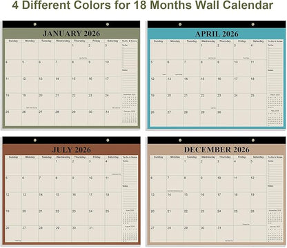 Desk Calendar 2026 - Calendar 2026-2027 from January 2026 to June 2027, 18 Months Calendar with Thick Paper for Office, Home, School Organizing, 14" X 11", Cyan