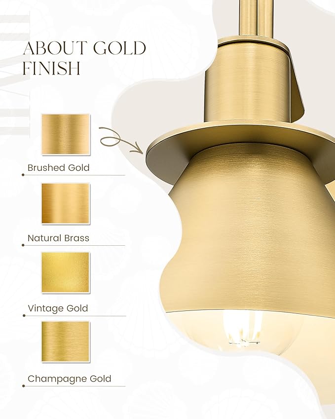 Wall Sconces for Bathroom Set of 2, HWH Wall Mount Lighting with Metal Shade, Indoor Gold Wall Lights for Living Room Mirror Kitchen, Gold Finish, 5HZG56BL-2 BG