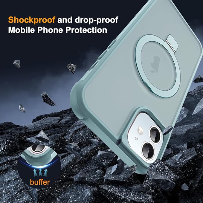 Compatible with iPhone 11 Case with Invisible Magnetic O-Ring Stand Military-Grade Translucent Case for iPhone 11 6.1" [Compatible with Mag-Safe][Great Grip Feeling], Blue