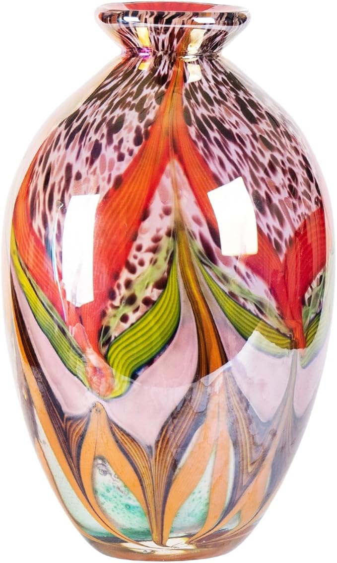 Glass Vases for Flower, Unique Hand Blown Colorful Glass Vase, Modern Art Decorative for Home Living Room, Office, Table centerpieces, Bookshelves and Wedding Decorations (JG34)