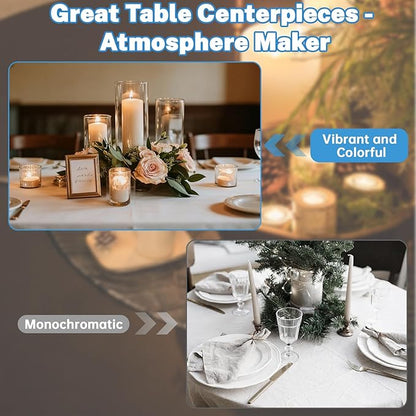 9Pcs Glass Cylinder Vases with Floating Candles for Centerpieces, 1150 Acrylic Fake Ice Cubes 12 Pearl String Vase Filler Floating Candle Holder Centerpieces for Tables Party Event Wedding Home Decor
