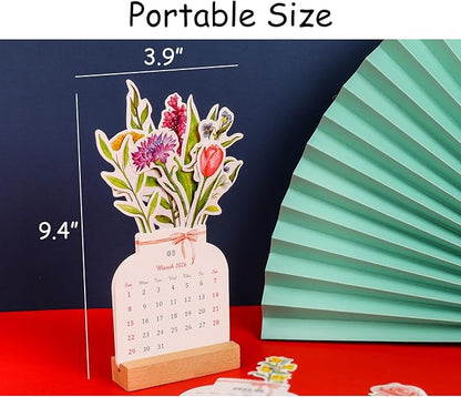 2026 Creative Flower Desk Calendar, Vase Shaped New Year Monthly Calendar Planner 3.9" x 9.4"