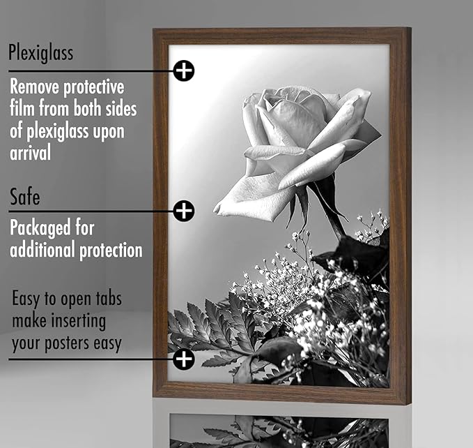 Americanflat 12x18 Poster Frame with Polished Plexiglass - Wide Picture Frames Made of Engineered Wood for Vertical or Horizontal Wall Display - Epic Collection - Mahogany