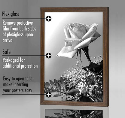 Americanflat 12x18 Poster Frame with Polished Plexiglass - Wide Picture Frames Made of Engineered Wood for Vertical or Horizontal Wall Display - Epic Collection - Mahogany