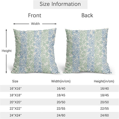 Blue Green Pillow Covers 20x20 Set of 2 Modern Geometry Dahlia Floral Print Pattern Outdoor Decorative Linen Zipper Throw Pillows Cases Cushion Cover Rustic Decoration Farmhouse Sofa Couch Bed Decor