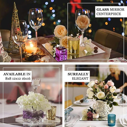 Efavormart 8" Square Glass Mirror Wedding Party Table Decorations Centerpieces - 6 PCS