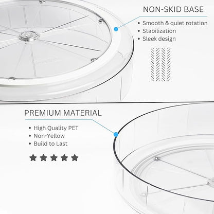 NOSTA Home 2-Pack Lazy Susan Organizer | Rotating Pantry Organizers and Storage | Clear Lazy Susan for Table Top, Cabinet Organizer, Perfume Organizer, Spice Rack Organizer (9", 10")