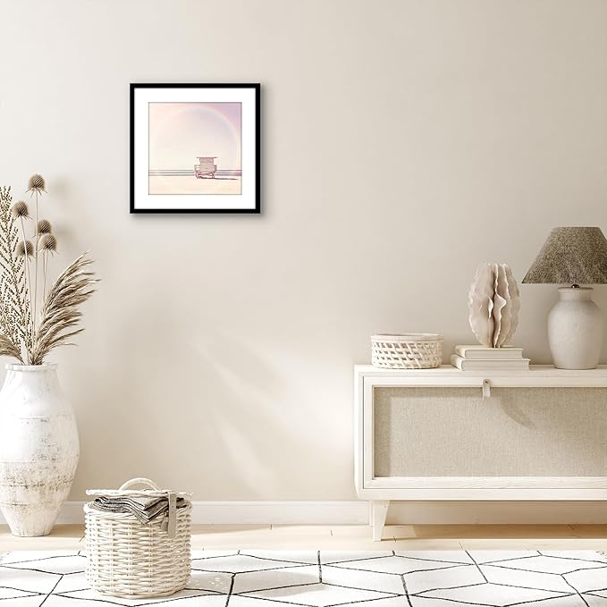 Americanflat 13x13 Picture Frame with Polished Plexiglass - Use as 10x10 Frame with Mat or Display 13x13 Photo Without Mat - Streamline Collection - Thin Border Square Frames for Wall Display - Black