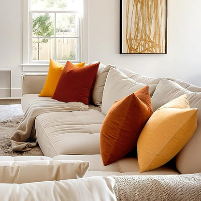 MIULEE Burnt Orange Pillow Covers 18x18 Inch Soft Velvet Throw Pillow Covers Decorative Square Pillowcases Modern Home Decor for Sofa Bedroom Couch