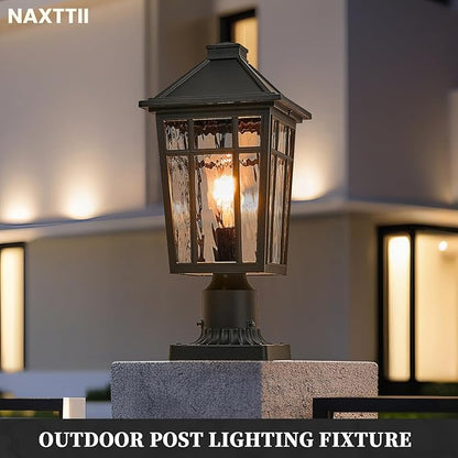 Outdoor Light Post Black Outdoor Post Light Fixtures Waterproof Aluminum Pillar Lights Outdoor 13.6 Inch Height 2-Pack