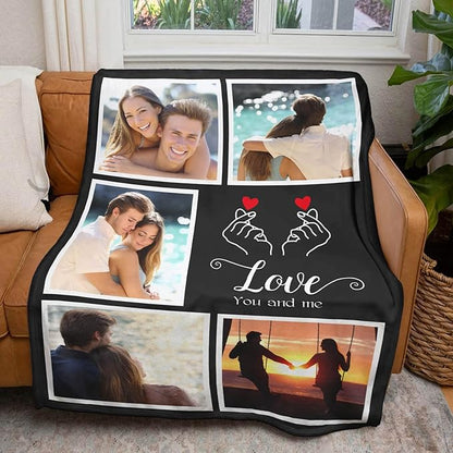 Gudina Custom Photo Blanket - Flannel/Polyester Blend, Throw Blanket, Personalized Photo Blanket, Black, 30X40 inch(70x100cm), Modern, Custom Pattern, Heavy Weight, Machine Washable, Winter, 1 Count