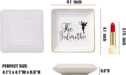 Topthink Godmother Proposal Gifts from Godchild - 2025 Christmas Gifts-Birthday Baptism Mothers Day Present for Godmother - Ceramic Jewelry Holder Ring Dish Trinket Tray
