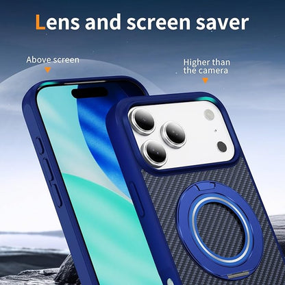 Mag-Stand Carbon Fiber Case for iPhone 17 Pro Max, 360° Rotate Magnetic Stand, Compatible with MagSafe, 15FT Military Protection, Slim Shockproof Magnetic Kickstand Mag Phone Case for Men Women