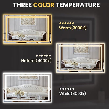 LOAAO 66"X40" LED Mirror for Bathroom, Lighted Bathroom Mirror with Lights, Anti-Fog, Dimmable, Memory Function, Easy to Install, Clear Reflection