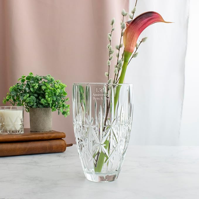 Marquis by Waterford Personalized 9" Sparkle Vase, Custom Engraved Crystal Vase for Flowers, Elegant Home Decor