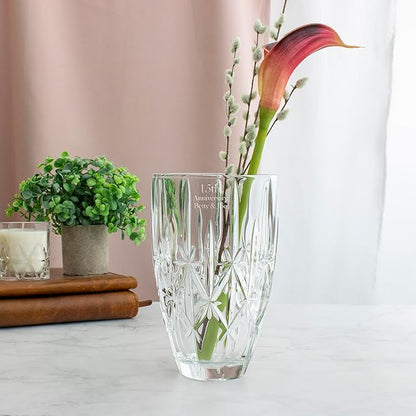 Marquis by Waterford Personalized 9" Sparkle Vase, Custom Engraved Crystal Vase for Flowers, Elegant Home Decor