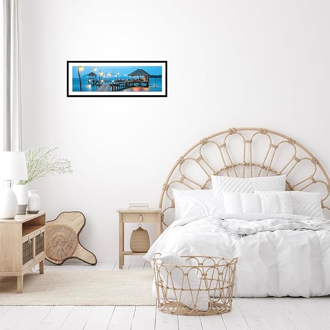 12x30 Picture Frame with 9x27 Mat Set of 2, Display Photo 9x27 with Mat or 12 x 30 Without Mat, Wall Hanging Large 12 by 30 Poster Frame with Plexiglass, 2 Pack, Black