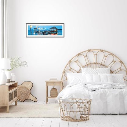12x30 Picture Frame with 9x27 Mat Set of 2, Display Photo 9x27 with Mat or 12 x 30 Without Mat, Wall Hanging Large 12 by 30 Poster Frame with Plexiglass, 2 Pack, Black