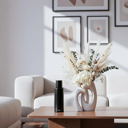 Ceramic Vase Set of 2 by DecoVlog, White Hollow Living Room Decor Vase, Minimalist Decorative Modern Boho Vase for Table Centerpiece Wedding Dining Living Room Office House Decoration