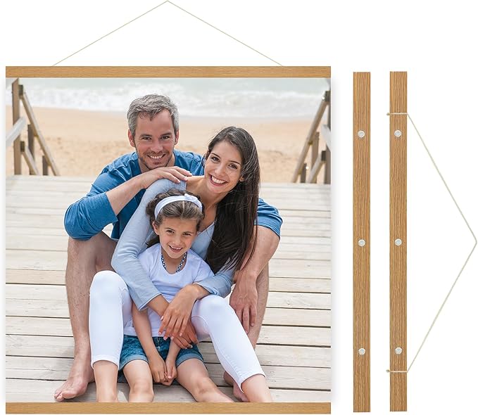 SZDHHH Custom Photo Prints with Magnetic Hanger Frame Canvas Poster Prints With Your Photos Personalized Hanging Poster Pictures Wall Art Decor Framed for Home Decor Gifts Keepsakes (20" Lx20 W)