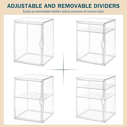 Baby Bottle Organizer, 3 Tiers Acrylic Bottle Storage Organizer Container, Clear Plastic Bottle Station Organizer with 2 Adjustable Dividers for Kitchen Countertop, Bathroom, Cabinet, Vanity