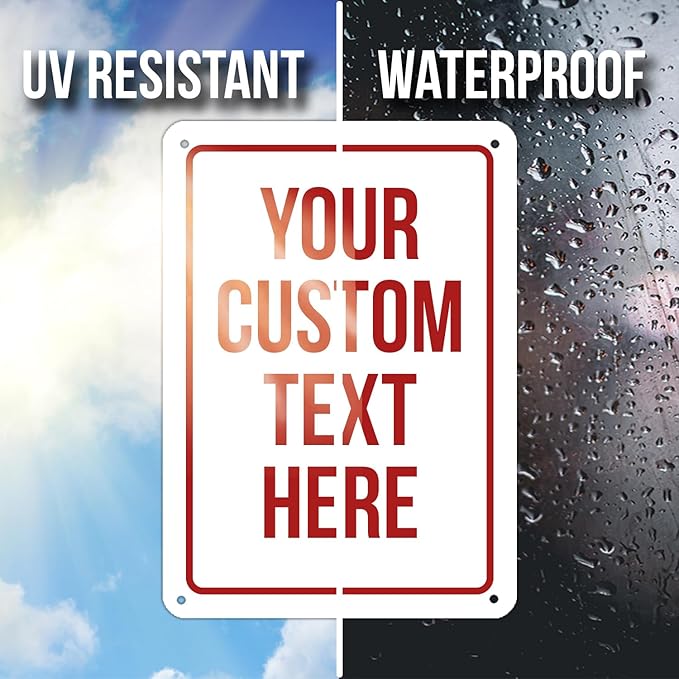 Custom Sign, Personalized Signs for Office, Business, Workplace, Warehouse, Airbnb, Warning Label, Delivery Red Border Signs, 10 x14 Inches, Rust Free PVC, Waterproof, Hazard Information, Made in USA (Multi-color, 10 x 14")