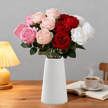 6'' White Ceramic Bud Vases Set of 1,Small Vases in Bulk for Flowers,Modern for Floral and Pampas Grass,Mini Vases for Centerpieces,Boho for Wedding,Party,Table Home Decor