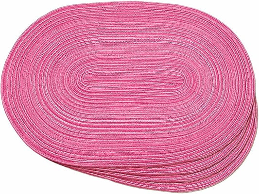 Noctiflorous Oval Braided Placemats Set of 4 Woven 12x18 Inch Non Slip Washable Heat Resistant Place Mats Tablemats for Dining Kitchen Party Daily Table Decor Dinner Mats (Hot Pink, 4)
