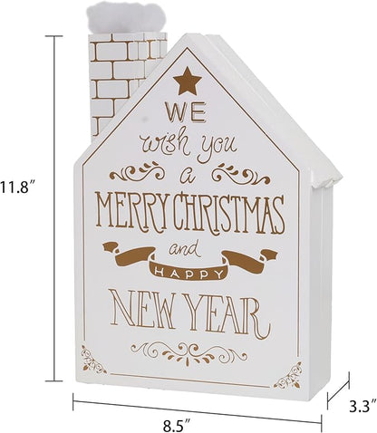 Wooden Christmas Advent Calendar House with 24 Drawers and Led Lights Countdown Calendars for Christmas Decoration 2023, Candy Box (White Forest)