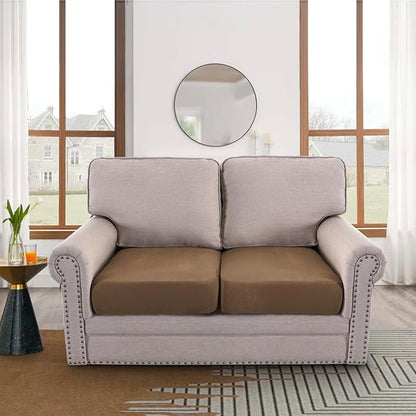 H.VERSAILTEX Suede Couch Cushion Covers Stretch Couch Covers for Sofa Thick Soft Sectional Couch Covers Sofa Covers Washable (2 Piece Loveseat Covers, Mocha)