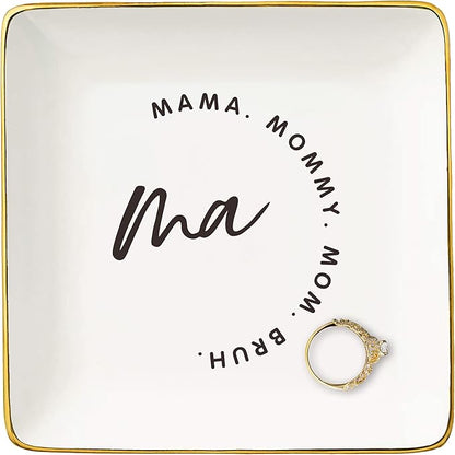 Funny Mom Gift From Daughter Son,Mother's Day Gifts for Mom-Birthday Thanksgiving New Year Christmas Gifts for Mom-Best Friend Mom-Mama Mommy Mom Bruh-Ceramic Jewelry Tray Trinket Holder Ring Dish