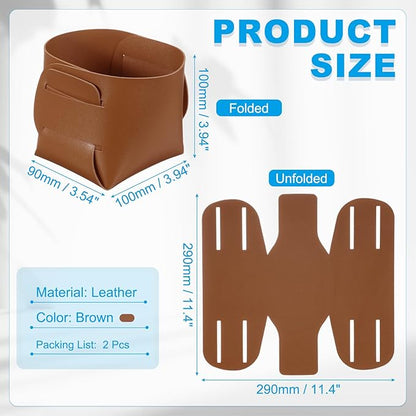 PATIKIL 2Pack Leather Desk Organizer, Leather Pencil Pen Holder Jewelry Valet Tray Hair Accessories Organizer for Bedroom Drawer Office Key Wallet Watch Pen Pencil Glasses, Brown